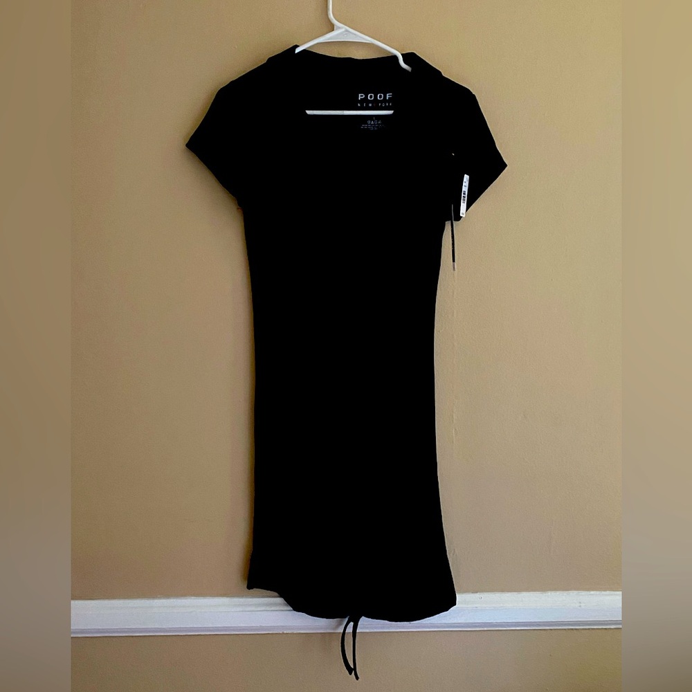 NEW Poof New York black collared ribbed dress